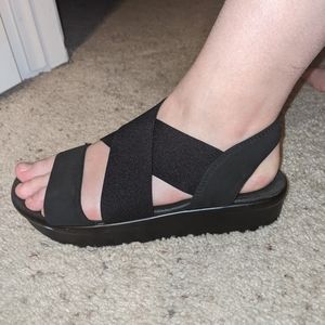 Women's Sketchers Luxe Foam Wedge Black Sandal